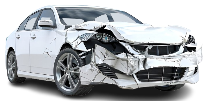 sedan white scrap car